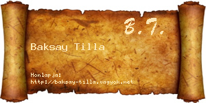 Baksay Tilla névjegykártya